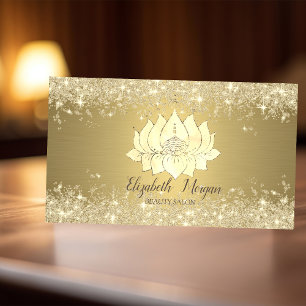 Luxury Lotus Flower Gold Glitter Dust Business Card