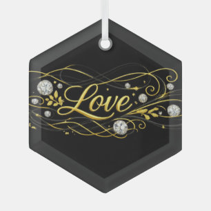 Luxury Love Gold Script Ornament