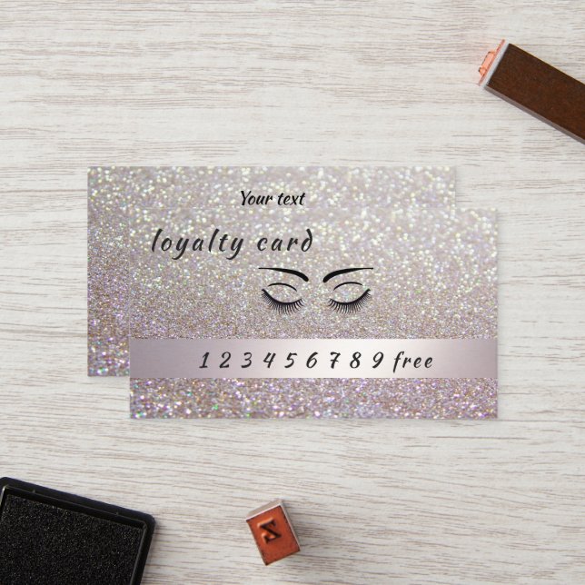 Luxury loyalty card  glittery eyelashes & eyebrows (Front/Back In Situ)