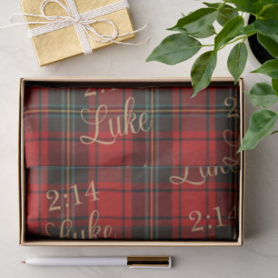 Luxury Luke 2:14 Tartan Christmas Classic Plaid Tissue Paper