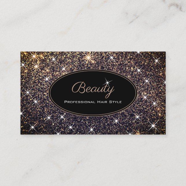 Luxury Luminous Gold Glitter Beauty Hair Style Business Card (Front)