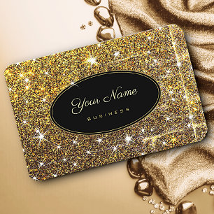 Luxury Luminous Golden Glitter Glam Stars Elegant Business Card