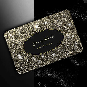 Luxury Luminous Golden Glitter Glam Stars Elegant Business Card
