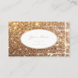 Luxury Luminous Golden Glitter Makeup and Hair Business Card