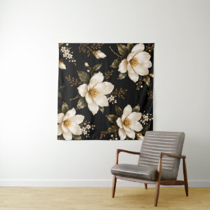 Luxury Magnolia Floral Seamless Pattern Artwork Tapestry