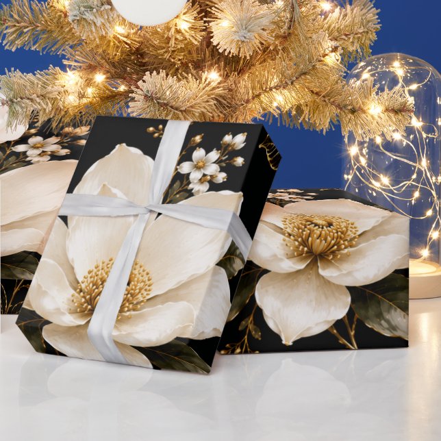 Luxury Magnolia Floral Seamless Pattern Artwork Wrapping Paper (Holidays)