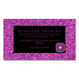 luxury makeup artist black and pink glitter 	Magnetic business card