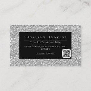 luxury makeup artist black and silver glitter business card