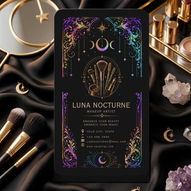 Luxury Makeup Artist Business Card with QR Code (Creator Uploaded)