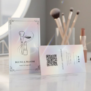 Luxury Makeup Artist with QR Code Holographic Business Card