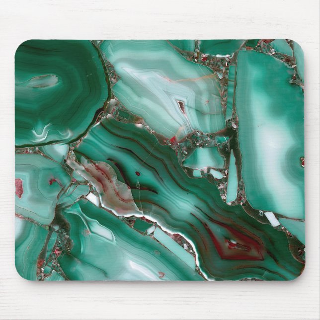 Luxury Malachite Gemstone Agate Marble Mouse Mat (Front)