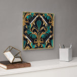 Luxury Malachite Stone Art Deco Floral Marble Square Wall Clock<br><div class="desc">Elevate your space with this modern and elegant wall clock, featuring a stunning malachite stone texture in rich emerald green and gold. Inspired by Art Deco design, it showcases a Greek mandala pattern, vintage damask floral motifs, and abstract ancient grunge elements, blending retro charm with contemporary sophistication. Perfect for any...</div>