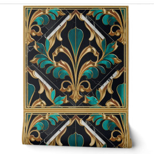 Luxury Malachite Stone Art Deco Floral Marble Wallpaper