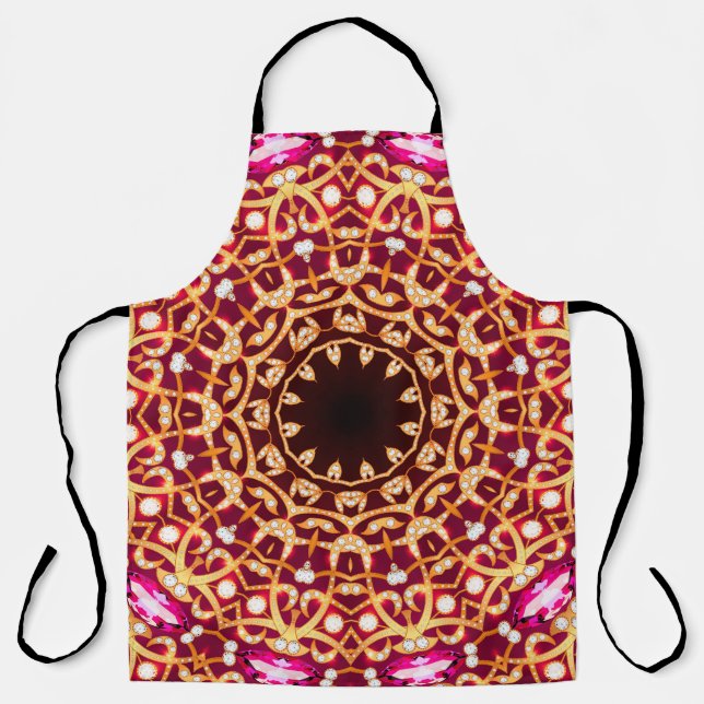 Luxury mandala brooch jewellery seamless pattern apron (Front)