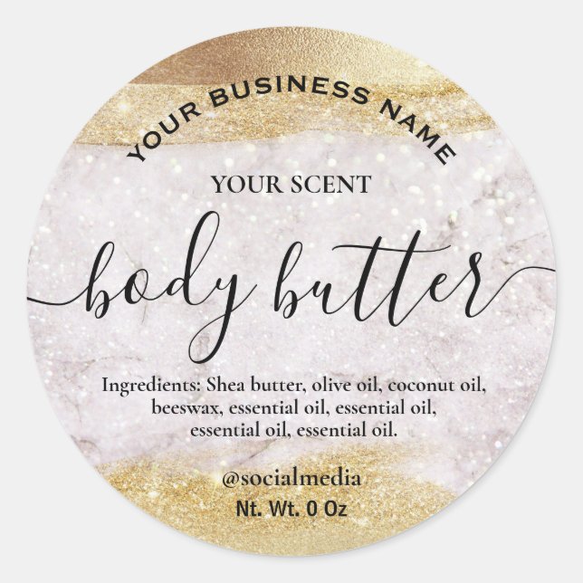 Luxury Marble And Gold Body Butter Labels (Front)