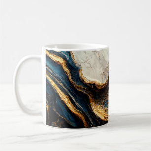 Luxury marble design with gold and blue coffee mug