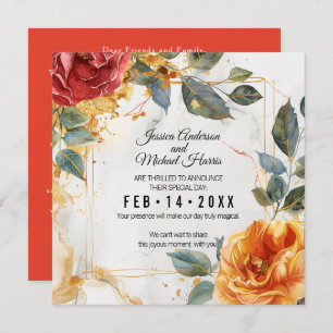 Luxury Marble Dreams: Orange Rose Elegance  Save The Date