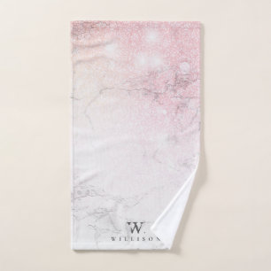 Luxury Marble Glitter Personalised Hand Towel