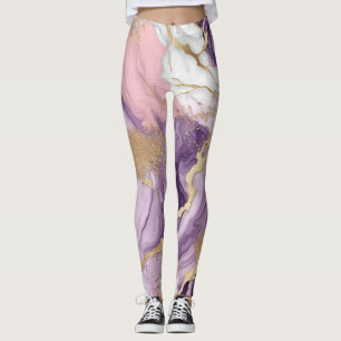  Luxury marble, glitter, pink ,purple and gold  Leggings