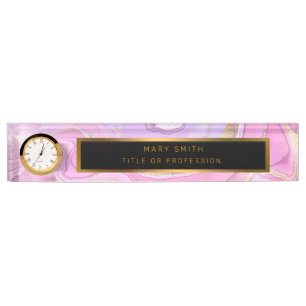 Luxury Marble Glitter Pink Purple Gold Nameplate