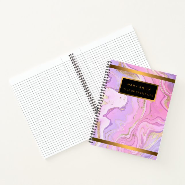 Luxury Marble Glitter Pink Purple Gold Notebook (Inside)