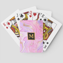 Luxury Marble Glitter Pink Purple Gold Playing Cards