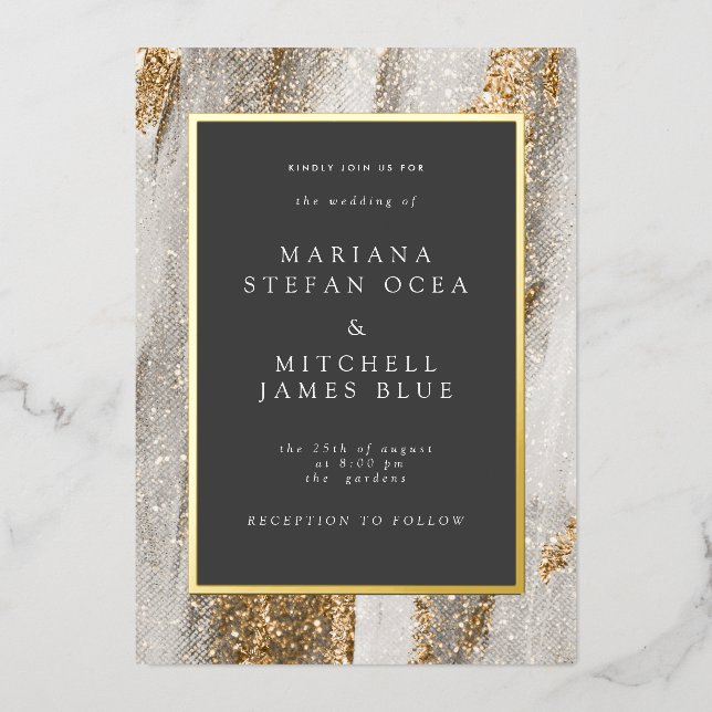 Luxury Marble Gold Glitter  Wedding  (Front)