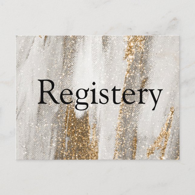 Luxury Marble Gold Glitter Wedding Registery Postcard (Front)