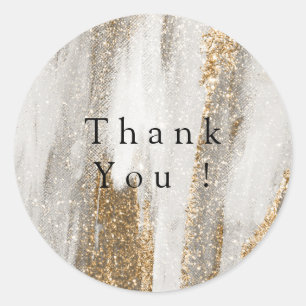 Luxury Marble Gold glitter white and grey Classic Round Sticker
