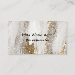Luxury Marble Gold Paint Strokes gold white Business Card