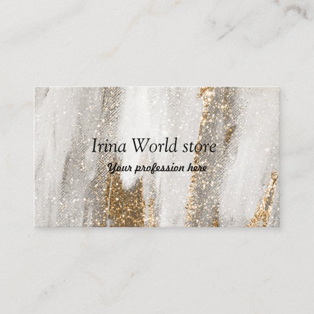Luxury Marble Gold Paint Strokes gold white  Business Card (Front)
