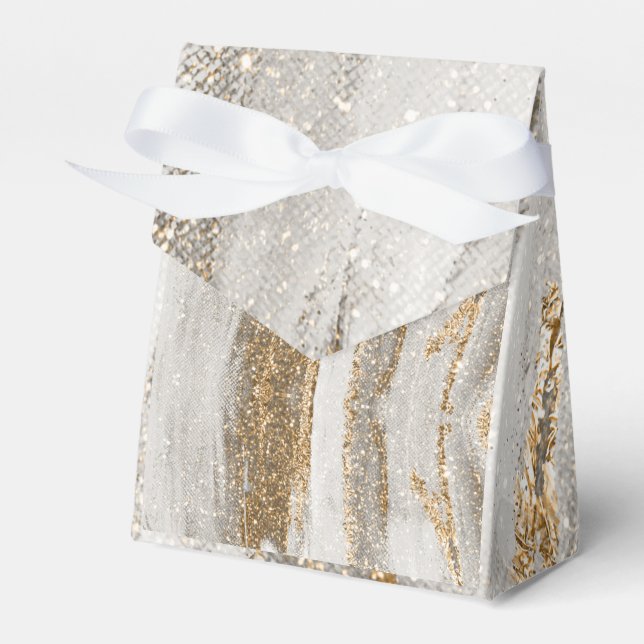 Luxury Marble Gold Strokes white and grey   Favour Box (Front Side)
