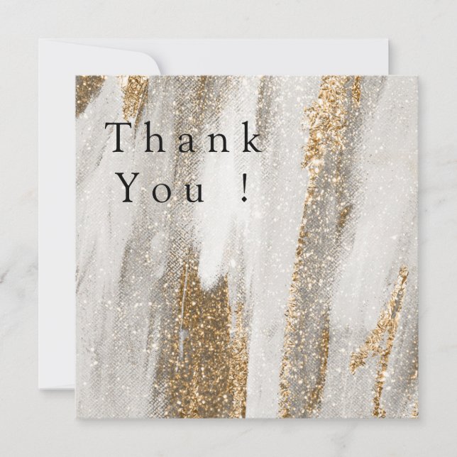 Luxury Marble Gold Strokes white and grey  Invitat Thank You Card (Front)