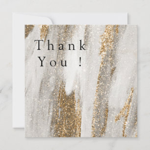 Luxury Marble Gold Strokes white and grey Invitat Thank You Card