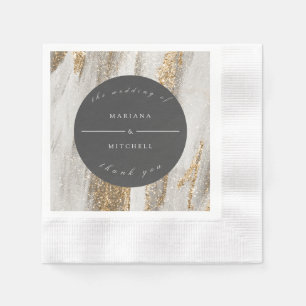 Luxury Marble Gold Strokes white and grey Napkin