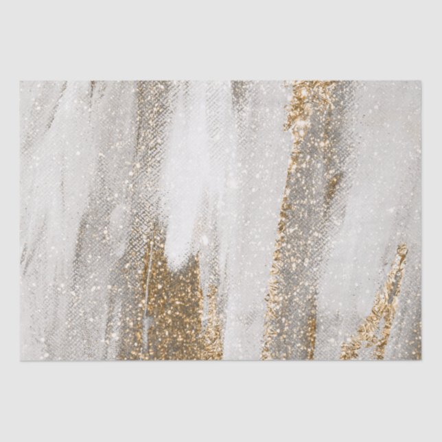 Luxury Marble Gold Strokes white and grey Tissue Paper (Front)