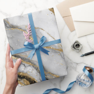 Luxury Marble Gold Vein White Glitter Pattern Wrapping Paper