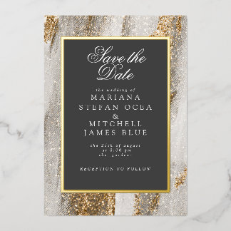 Luxury Marble Gold white and grey save the date