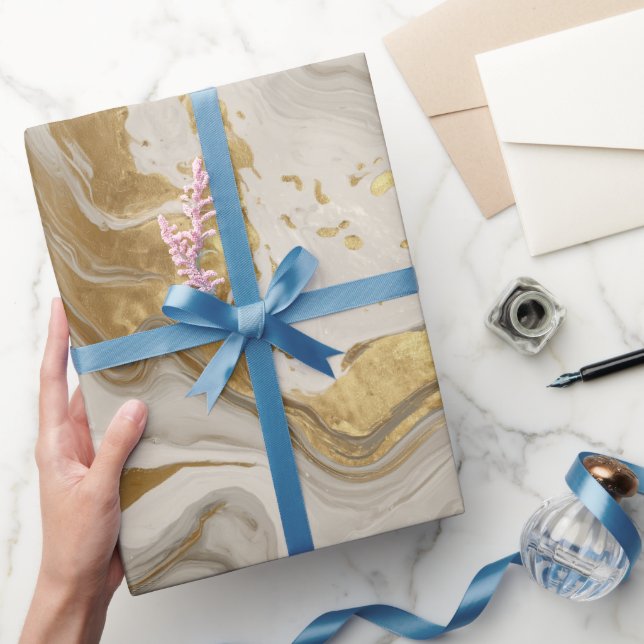 Luxury Marble Gold White Harmony Abstract Pattern Wrapping Paper (Gifting)