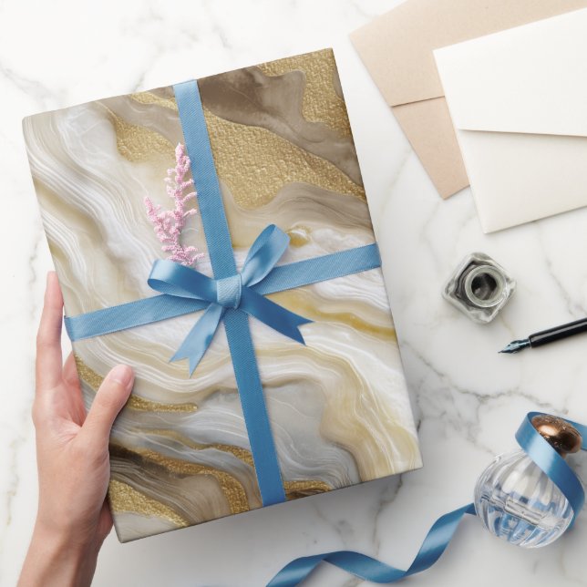 Luxury Marble Gold White Harmony Abstract Pattern Wrapping Paper (Gifting)