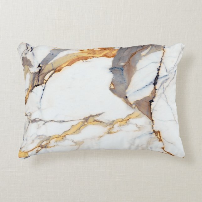 Luxury Marble: Golden Italian Texture Decorative Cushion (Front)