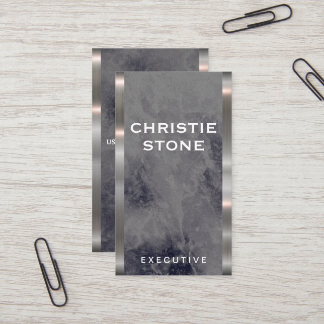 Luxury Marble | Metallic Trim Business Card (Front/Back In Situ)