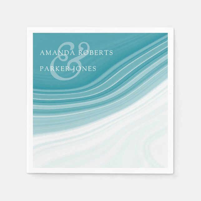 Luxury Marble Personalised Wedding Napkin (Front)