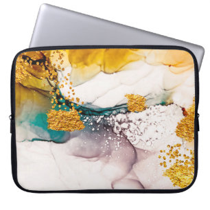 Luxury marble with glitter gold laptop sleeve