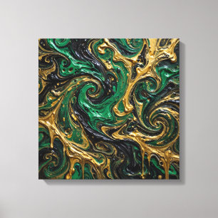 Luxury Marbled Abstract Painting - Emerald Gold Canvas Print