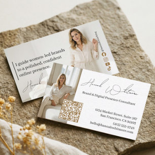Luxury Marketing Consultant Elegant QR Code Photo Business Card