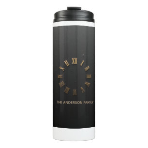 Luxury Matte Black & Gold Roman Numeral Coffee Mug