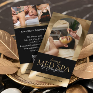 Luxury Med Spa Wellness Arch Luxe Photo Black Gold Business Card