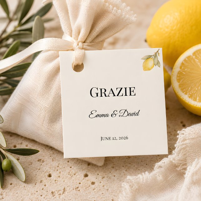 Luxury Mediterranean Lemon Favour Tags (Wedding collection favor tag)