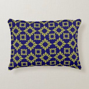 Luxury Mediterranean Tile Pattern Blue Yellow Decorative Cushion